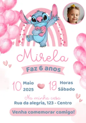 Invitación de cumpleaños Stitch – Estático – Convites e Artes Digitais