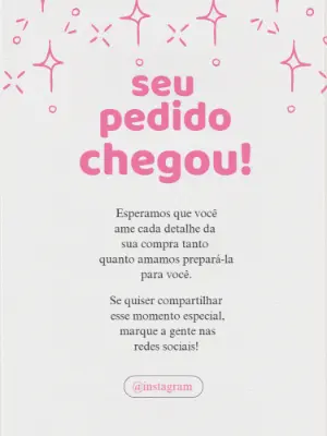 Cartão de Agradecimento Pedido Chegou Editável para Clientes