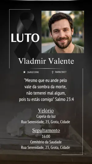 Comunicado de Falecimento Editável com Foto para Homenagem