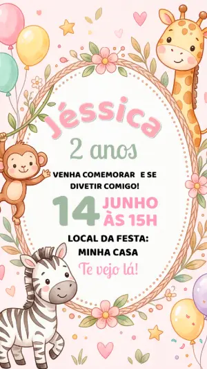 Safari Birthday Invitation – Static – Alegria no ar