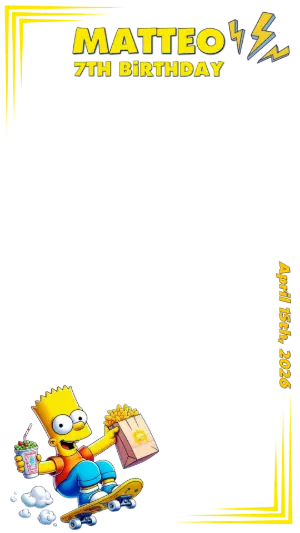 Simpsons Themed Birthday Photo Frame Template for Editing