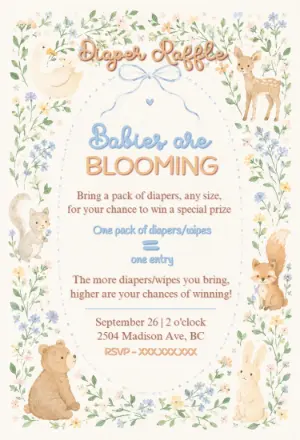 Editable Diaper Raffle for Woodland Baby Shower