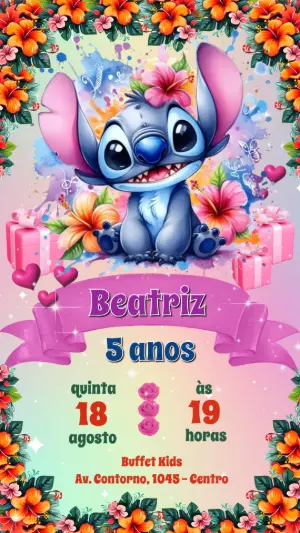 Stitch Birthday Invitation – Static – Heliene Designer