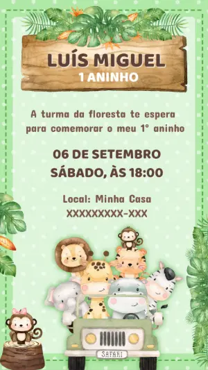 Safari Birthday Invitation – Static – Tali Convites