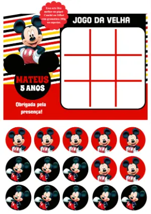 Jogo da Velha Mickey Mouse para Aniversário para Editar Online