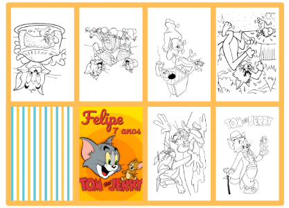 Livrinho de Colorir Tom e Jerry Aniversário para Editar