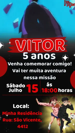 Convite Animado de Aniversário Dandadan para Editar