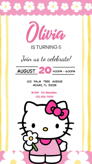 Hello Kitty Birthday Invitation | Editable Digital Template