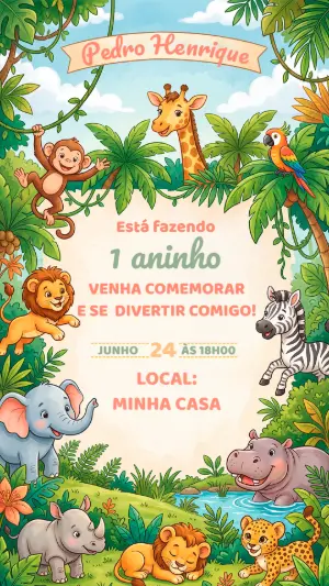 Safari Birthday Invitation – Static – Alegria no ar