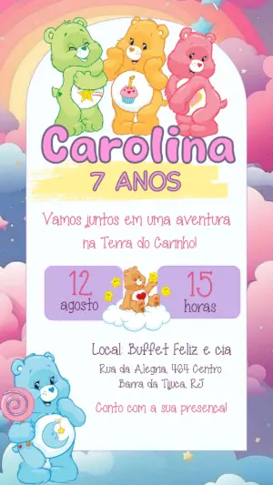 Convite de Aniversário Ursinhos Carinhosos para Editar Online