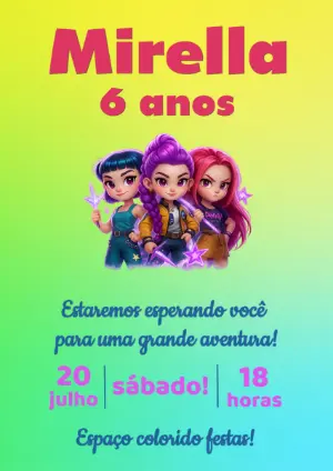 Invitation d'anniversaire KPop Demon Hunters – Statique – Fernando Martins