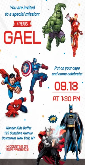 Superhero Birthday Invitation to Edit Online
