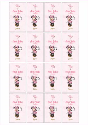Adesivo para Tubete Minnie Rosa Editável para Festa Infantil