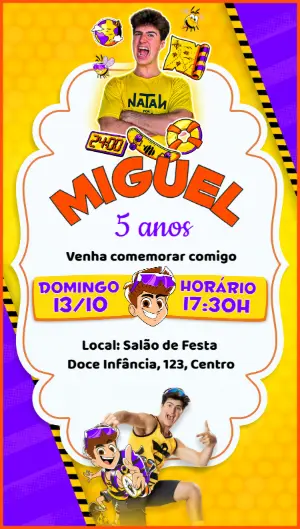 Convite de Aniversário Natan por Aí para Editar Online