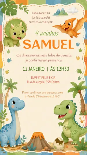 Invitación de cumpleaños Dinosaurio – Estático – Felicity Artes