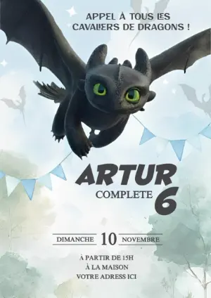 Invitation anniversaire Dragons à modifier en ligne