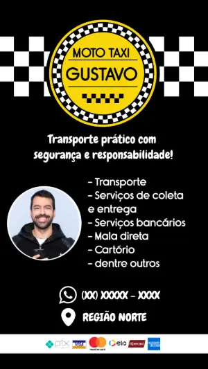 Cartão de Visita Moto Táxi Profissional para Editar Online