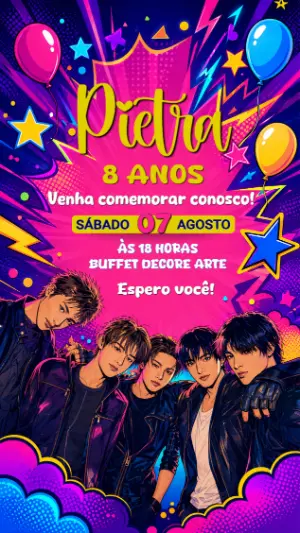 Invitation d'anniversaire KPop Demon Hunters – Statique – Decore Arte