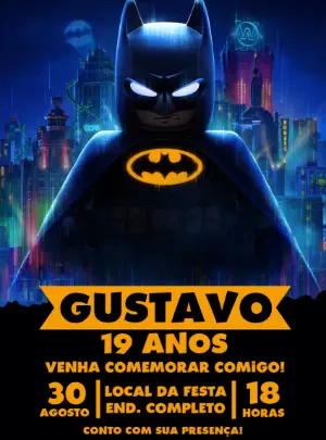 Convite de Aniversário Lego Batman para Editar Online