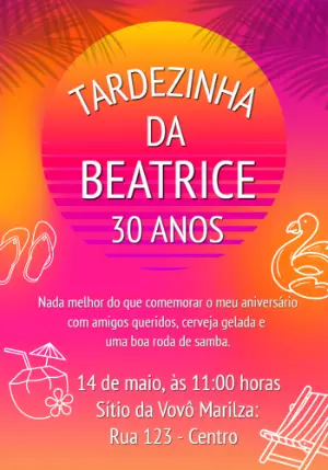 Convite de Aniversário Tardezinha Colorido para Editar