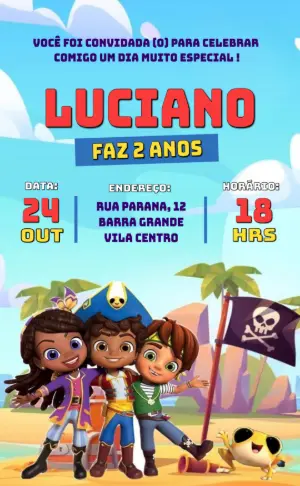 Convite Aniversário Pirata Santiago dos Mares para Editar