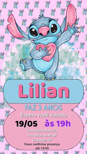 Stitch Birthday Invitation – Static – Gema Artes Digitais