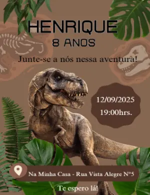 Convite de Aniversário Dinossauro Jurassic Park para Editar Online