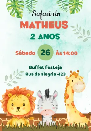 Invito di compleanno Safari – Statico – Mimos da thay