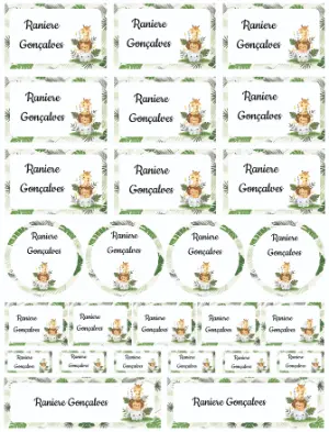 Kit de Etiquetas Escolares Safari Baby Modelo Editável