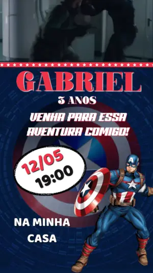 Convite Animado Aniversário Capitão América para Editar