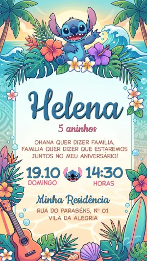 Stitch Birthday Invitation – Static – Festôu Convites