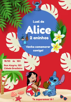 Invitación de cumpleaños Stitch – Estático – Clara Caroline 
