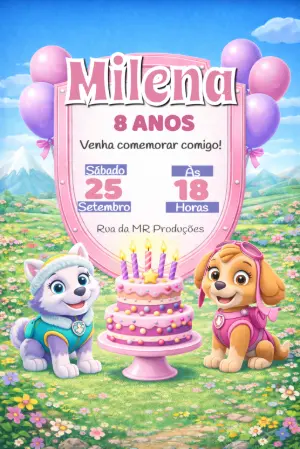Invito di compleanno Paw Patrol – Statico – Michelle 