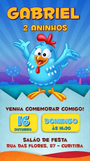 Convite Aniversário Galinha Pintadinha para Editar Online