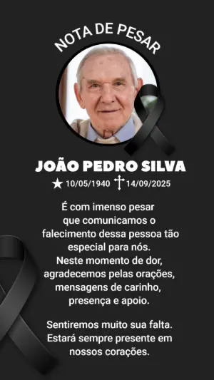 Nota de Pesar com Foto Editável para Luto e Falecimento