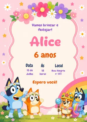 Invito di compleanno Bluey – Statico – KC Design
