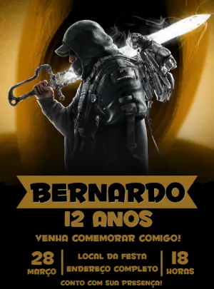 Convite Aniversário Gamer Hell is Us Editável Online