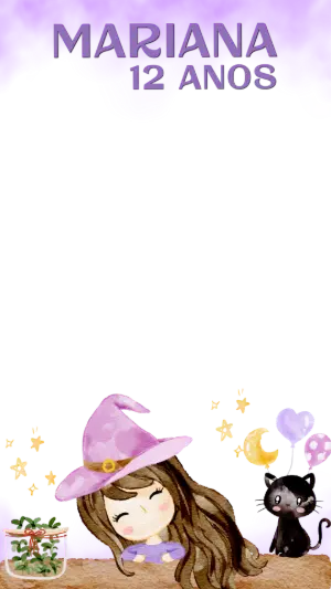 Moldura para Stories Bruxinha Fofa em Aquarela para Editar
