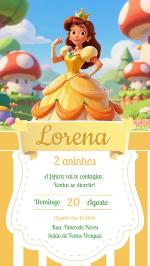 Convite de Aniversário Princesa Aventura Modelo Digital