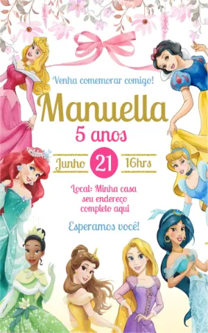 Invitación de cumpleaños Princesas – Estático – Mariana Correa