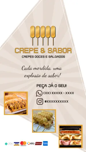 Cartão de Visita para Creperia: Arte Editável para Divulgar