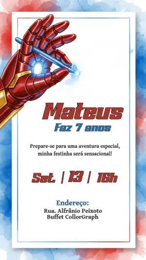 Convite de Aniversário Homem de Ferro para Editar Online