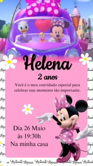 Convite Animado Aniversário Minnie Mouse para Editar Online