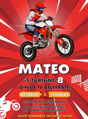 Motocross Birthday Invitation Editable Online