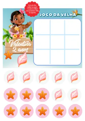 Jogo da Velha Moana Baby para Editar e Imprimir Online