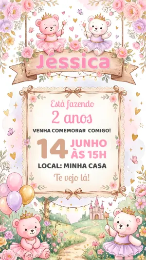 Invitación de cumpleaños Princesas – Estático – Alegria no ar