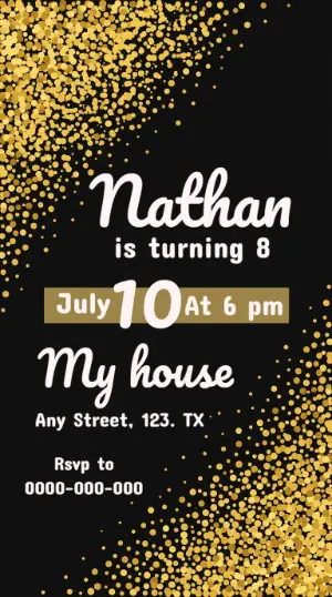 Elegant Gold Sparkle Birthday Invitation Template
