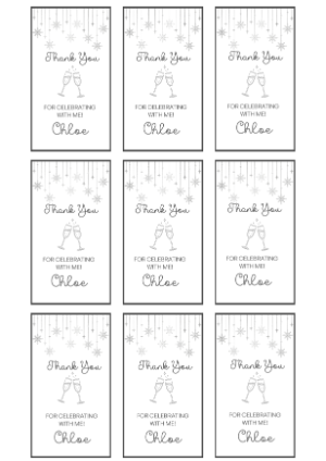 Winter Snowflake Thank You Tag Editable Template