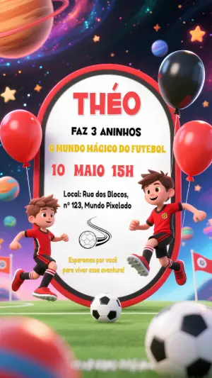 Soccer Birthday Invitation – Static – Convites Digitais Exclusivos