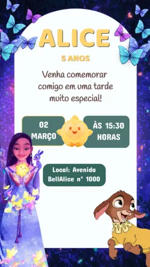 Convite Animado Aniversário Wish Mágico para Editar